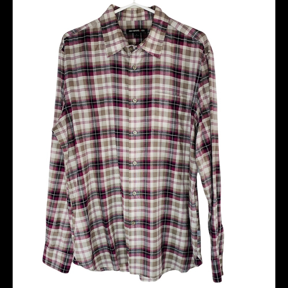 John Varvatos Men’s Large Long Sleeve Shirt Multi Color Plaid